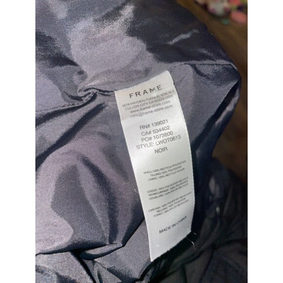 FRAME Women's Quilted Town Jacket Black size L Snap Front - Picture 10 of 10